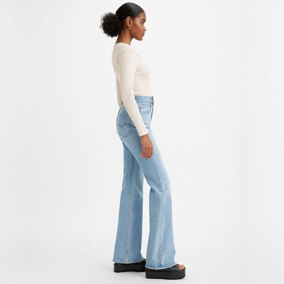 Levis Premium Womens Denim Jeans 70s High Rise Flare Light Blue Wide Leg NWT - Picture 2 of 11